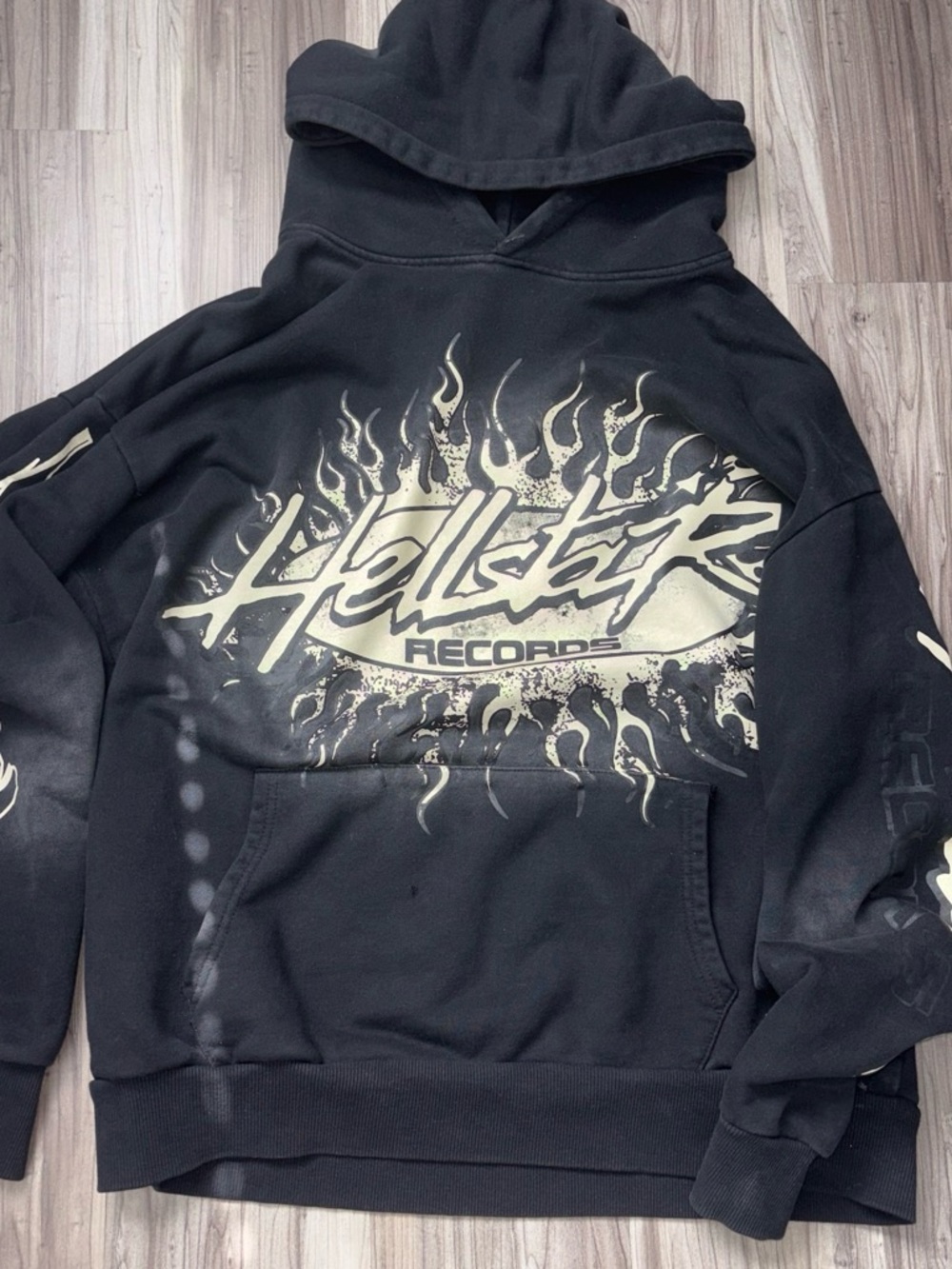 Hellstar Records Black Graphic Crewneck Hoodie - Men